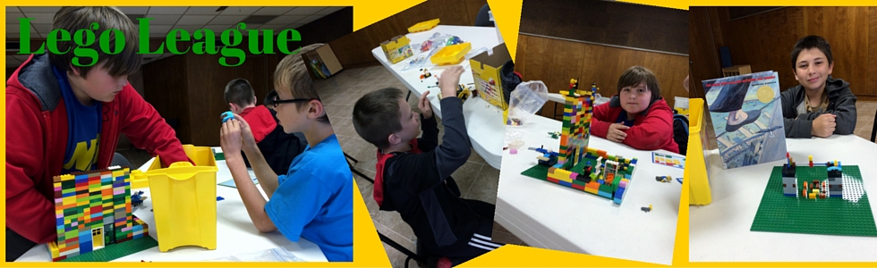 Pictures of boys building things with Legos.