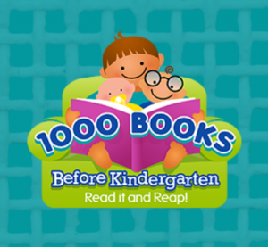 1000 Books teal background